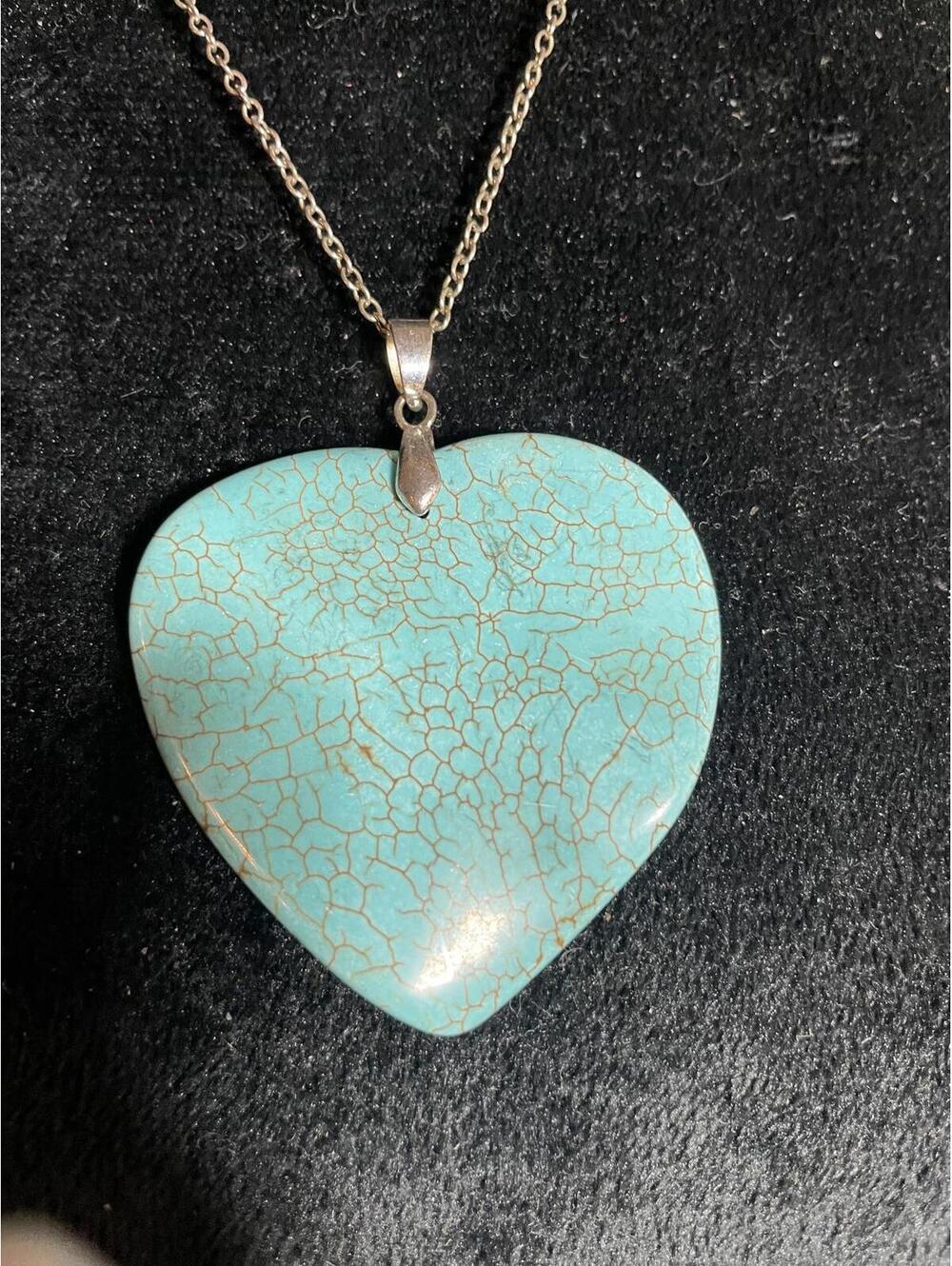 Vintage Faux Turquoise Heart Necklace